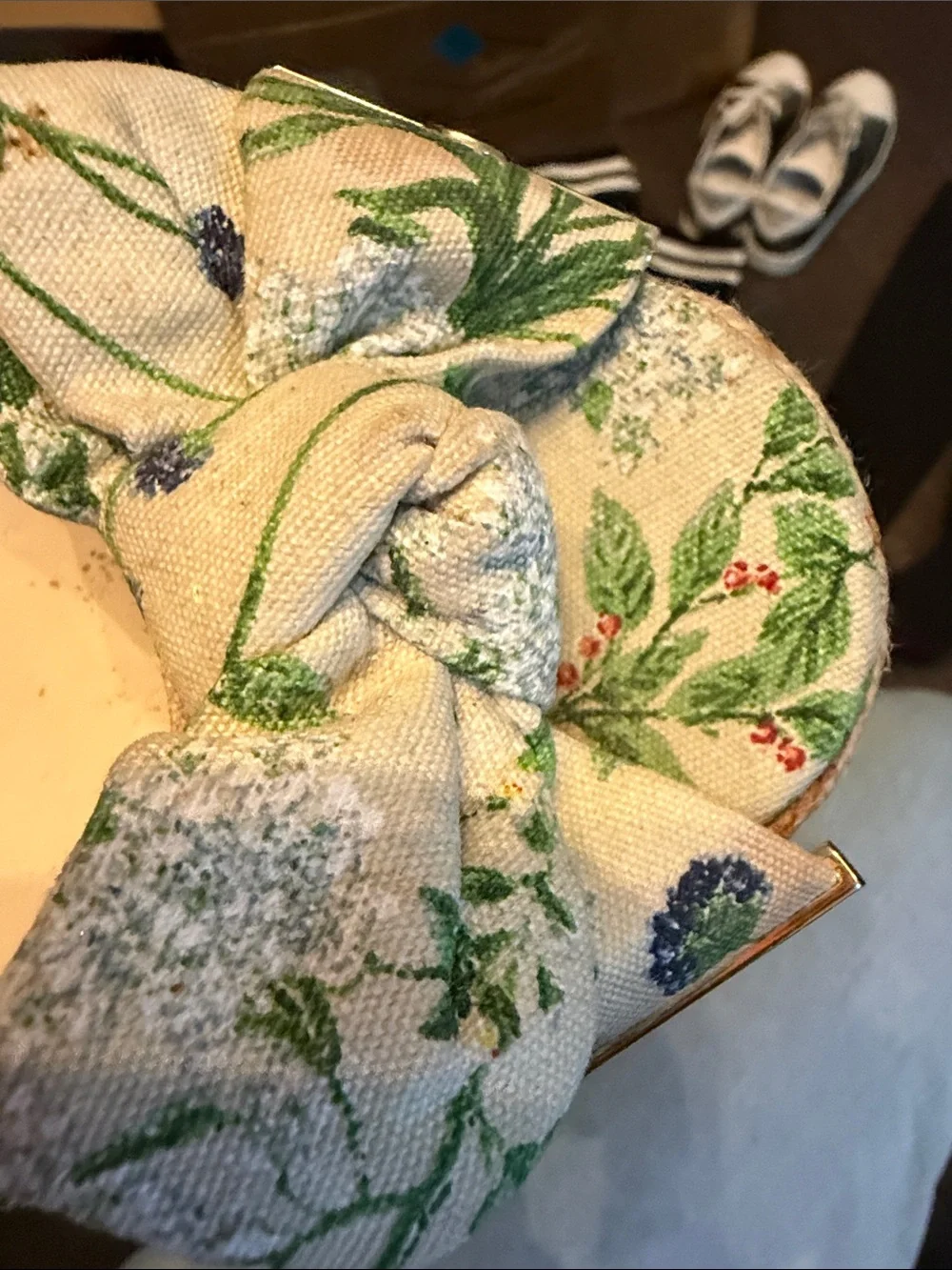 Tory Burch White Floral Bow Wedge Sandals